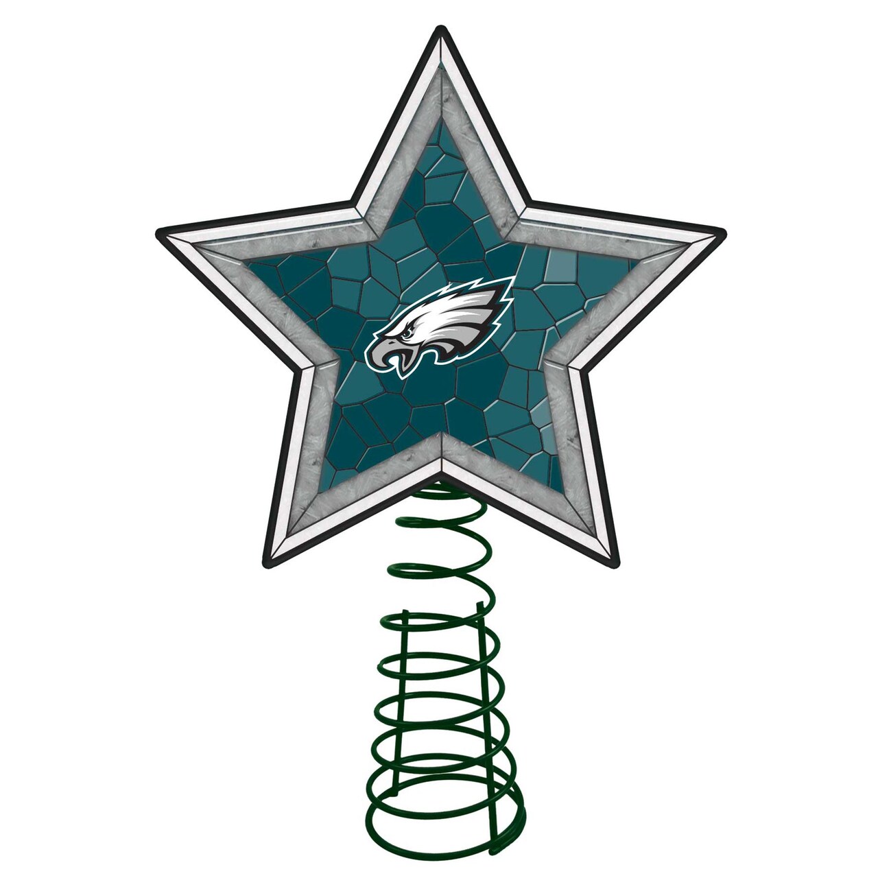 The Memory Company 10" Lighted Green and Gray Star NFL Philadelphia Eagles Christmas Tree Topper